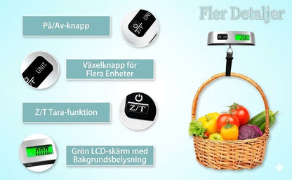 Bärbar bagagevåg med LCD-display