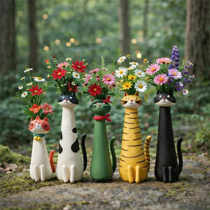 😻 Handgjord keramisk kattvas – Unik, original design – Dekoration och vas för kattälskare