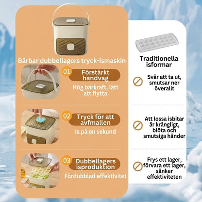 Isbitsform i silikon med lock – pressbar ismugg med handtag