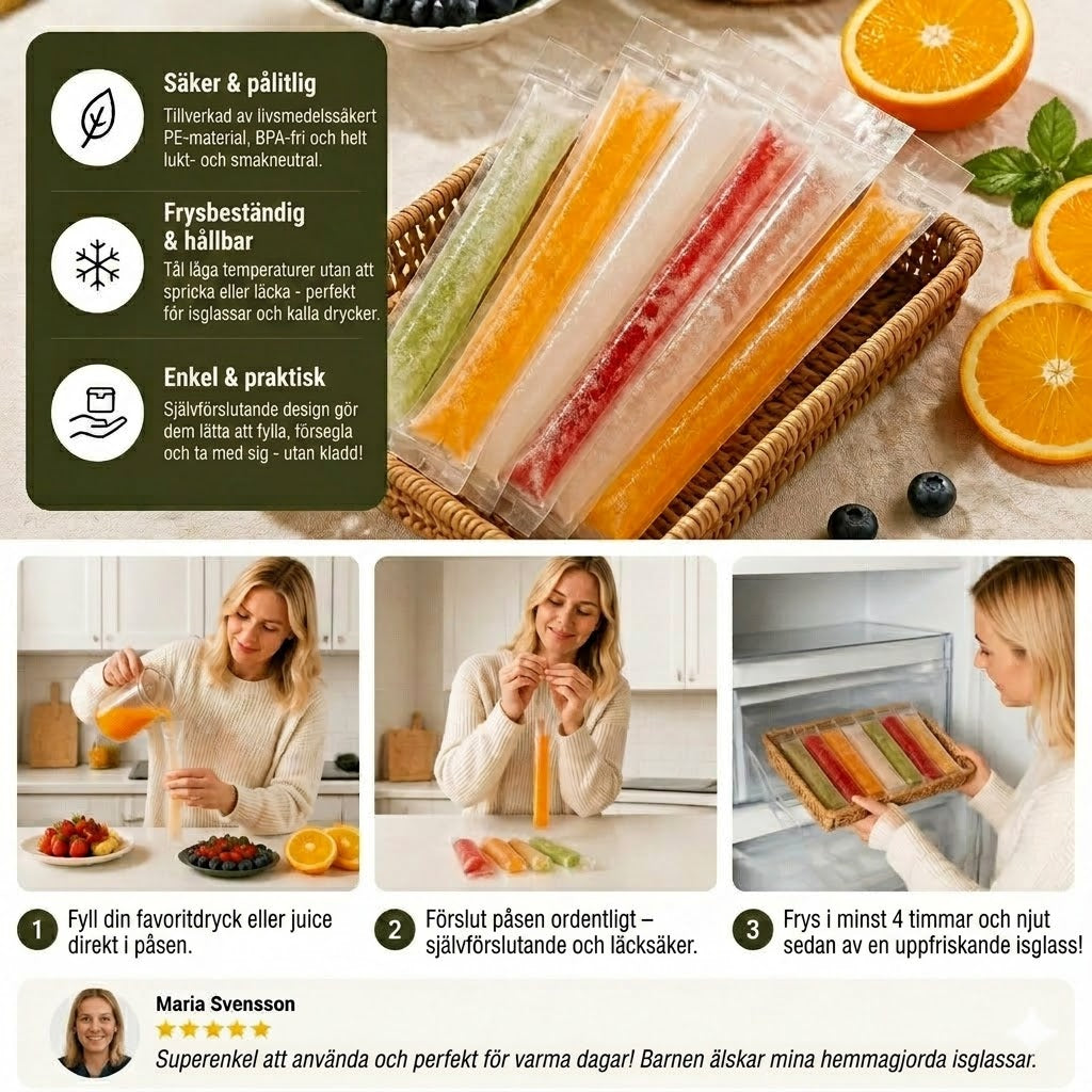 DIY Isglasspåsar (100 st) - Engångsformar för Isglass