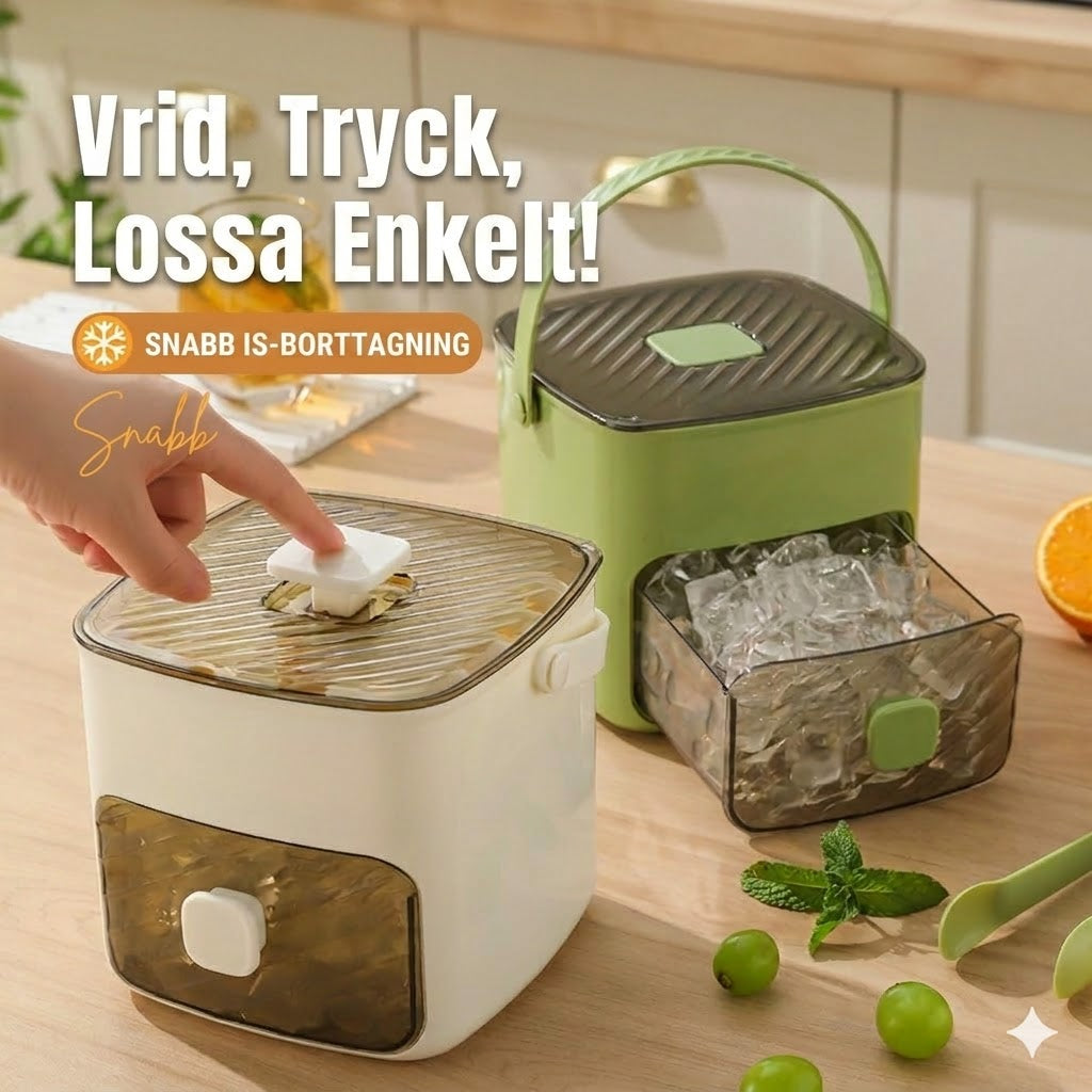 Isbitsform i silikon med lock – pressbar ismugg med handtag