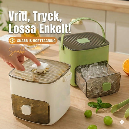 Isbitsform i silikon med lock – pressbar ismugg med handtag