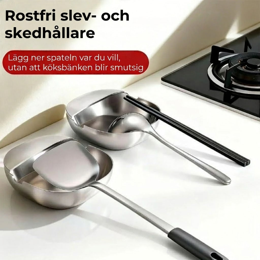 Lyxigt skedställ i rostfritt stål för köksbänk – Högkvalitativt soppskedställ