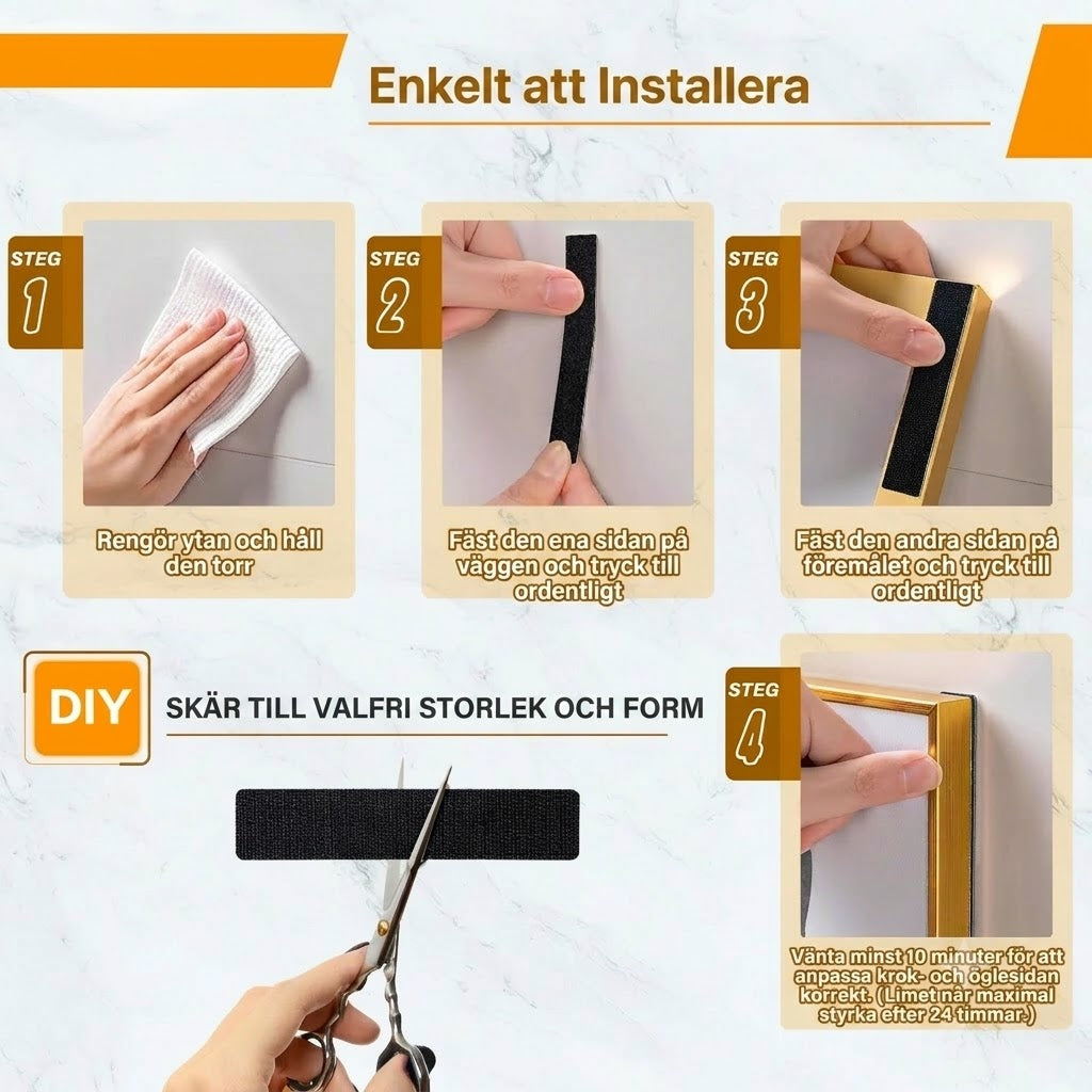 Kraftigt självhäftande kardborreband (1 set med 20 st.)