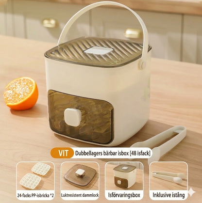 Isbitsform i silikon med lock – pressbar ismugg med handtag