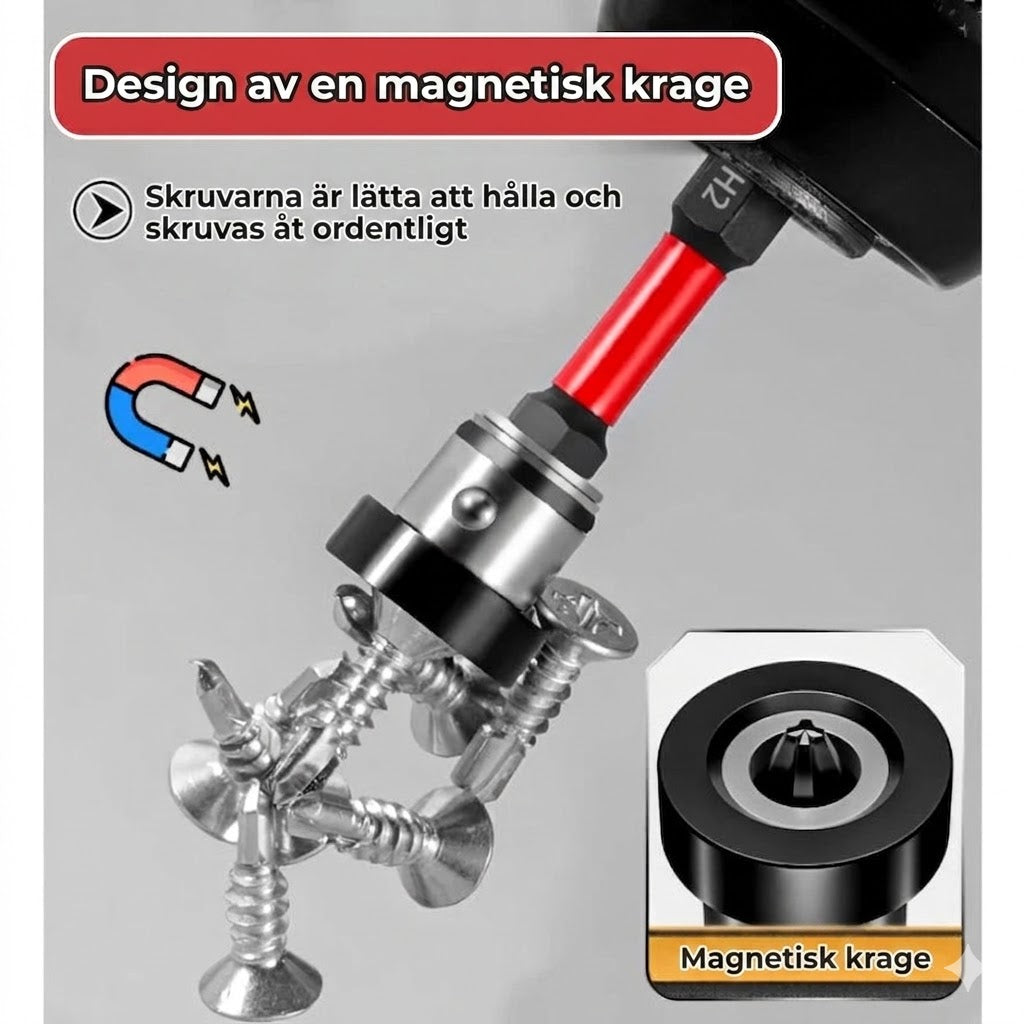 Magnetisk skruvbits i S2-stål med djupstopp