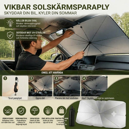 Hopfällbart solskydd för vindrutan – Effektivt UV-skydd, ger skugga åt din bil 🚗☂️