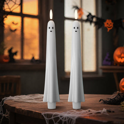 🎃👻Fjärrstyrda LED-spökljus med 3D-flamveke 🕯️💡 1 set (2 st.)