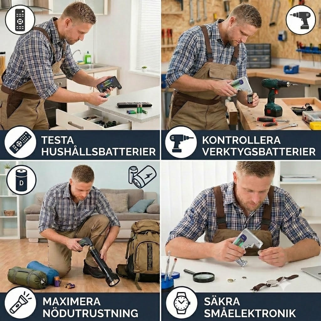 Digital batteritestare med LCD-skärm – kan mäta kapaciteten hos AA, AAA, C, D, 9V och knappcellsbatterier 🔋