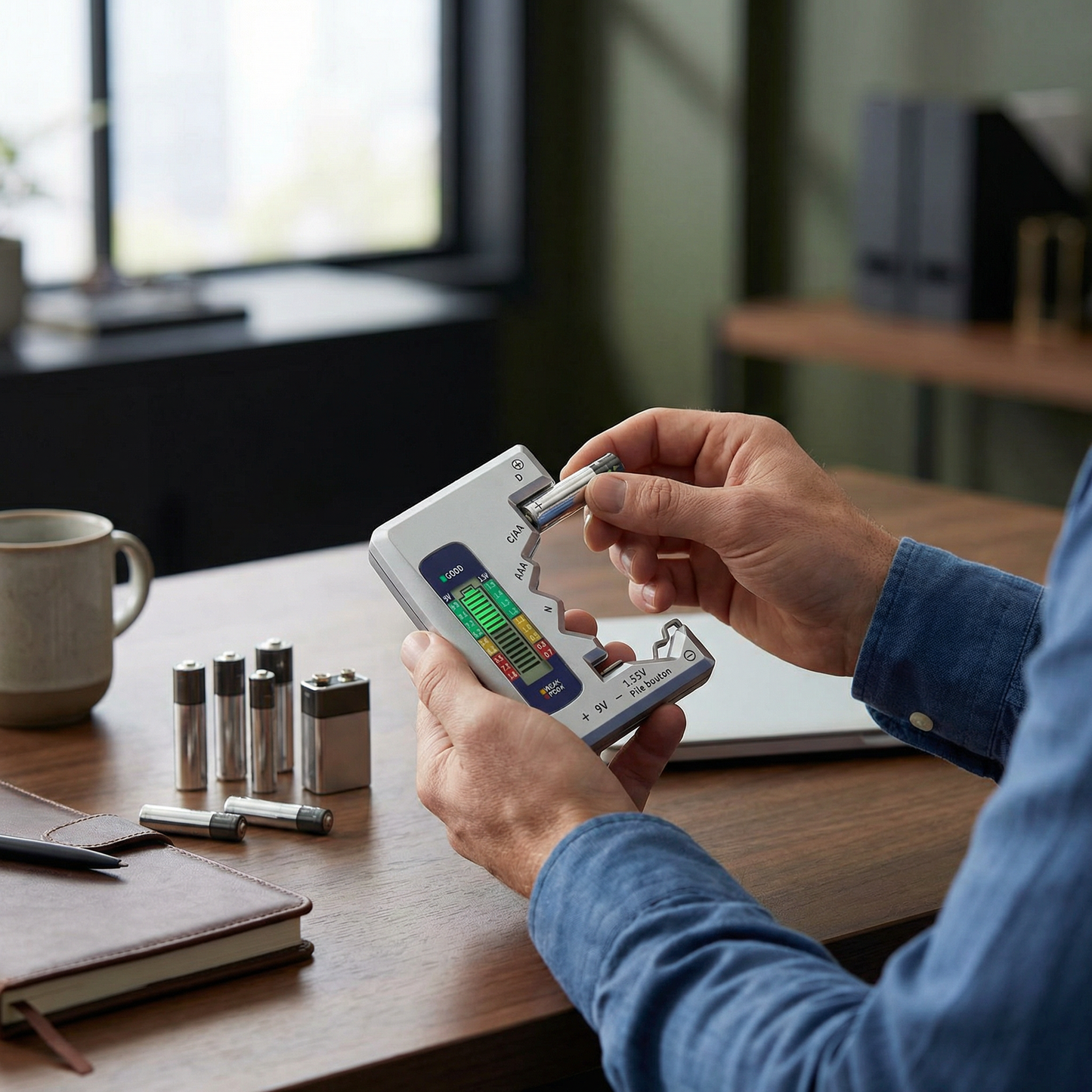 Digital batteritestare med LCD-skärm – kan mäta kapaciteten hos AA, AAA, C, D, 9V och knappcellsbatterier 🔋