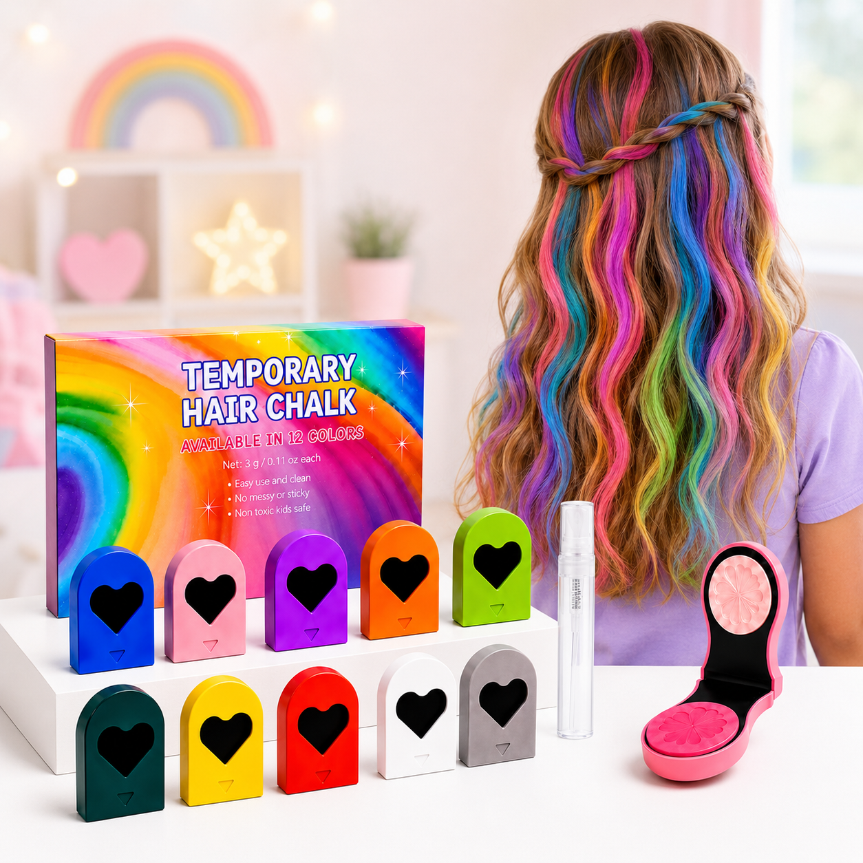 ColorPop hårkritor – 12 tvättbara färger