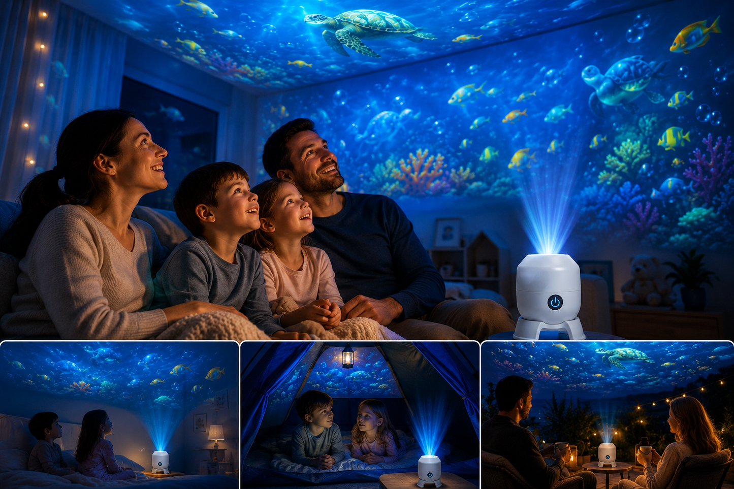 OceanDream havsprojektor med roterande LED-ljus – skapa en drömlik natt