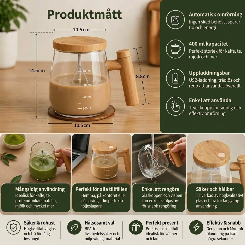 Elektrisk självomrörande kopp – Bärbar automatisk mugg
