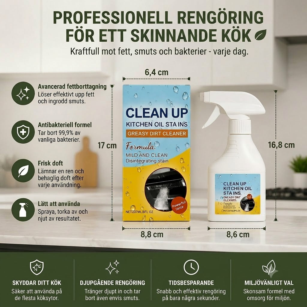 Avfettningsspray för kök – Antibakteriell och fettlösande, frisk doft.