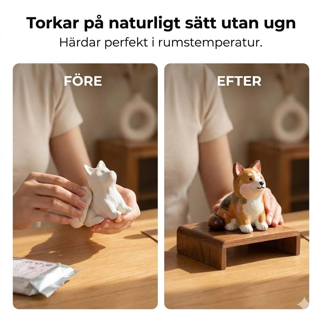 Set med lufttorkande lera