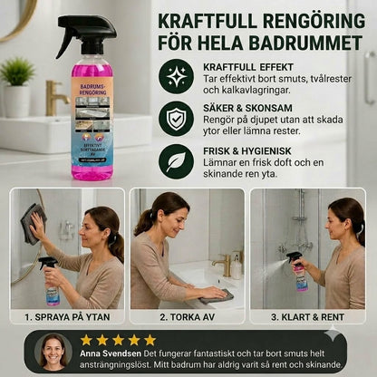 Badrumsrengöring – Allrengöringsmedel lämpligt för badkar, handfat och glas.
