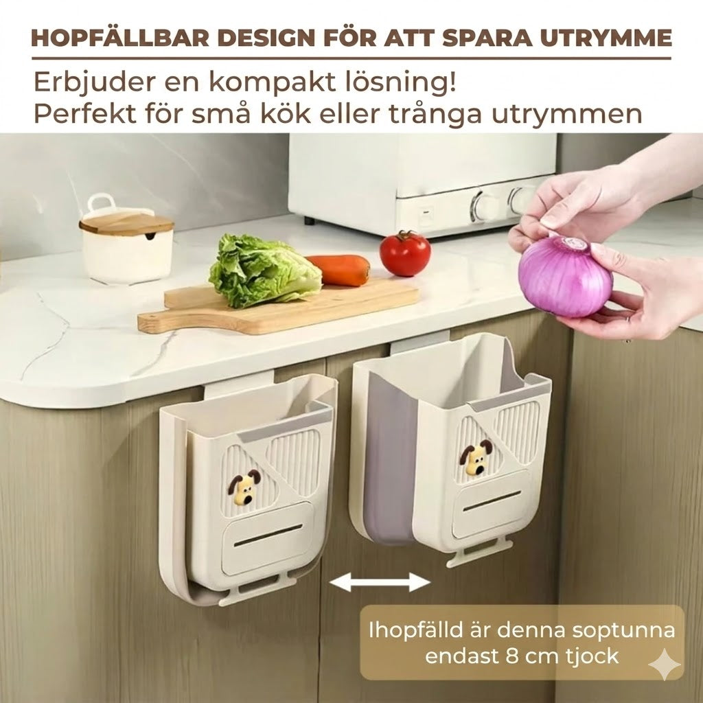 Platsbesparande hopfällbar papperskorg