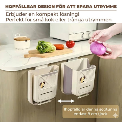 Platsbesparande hopfällbar papperskorg