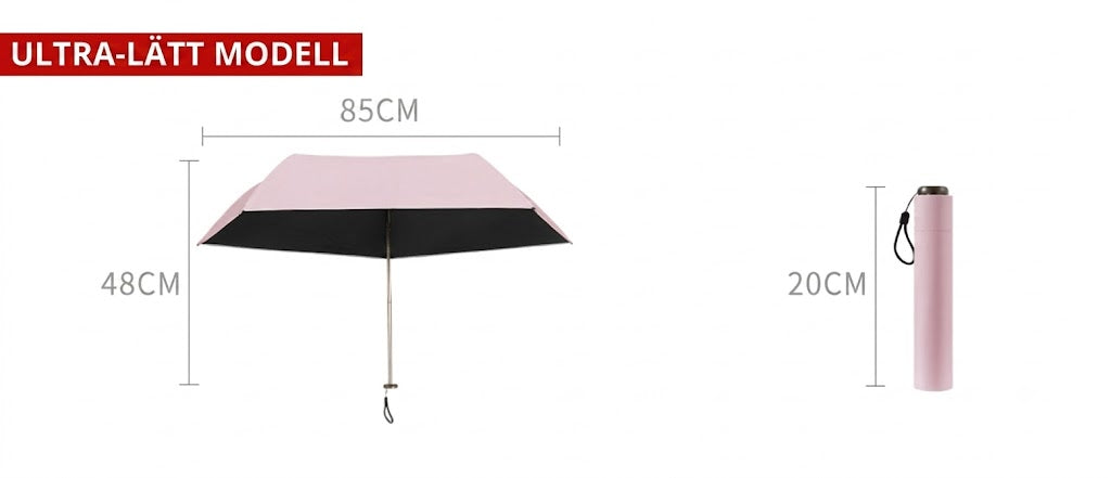 Ultralätt kolfiberparaply – UV-skydd (svart beläggning), sol- och regnskydd ☂️