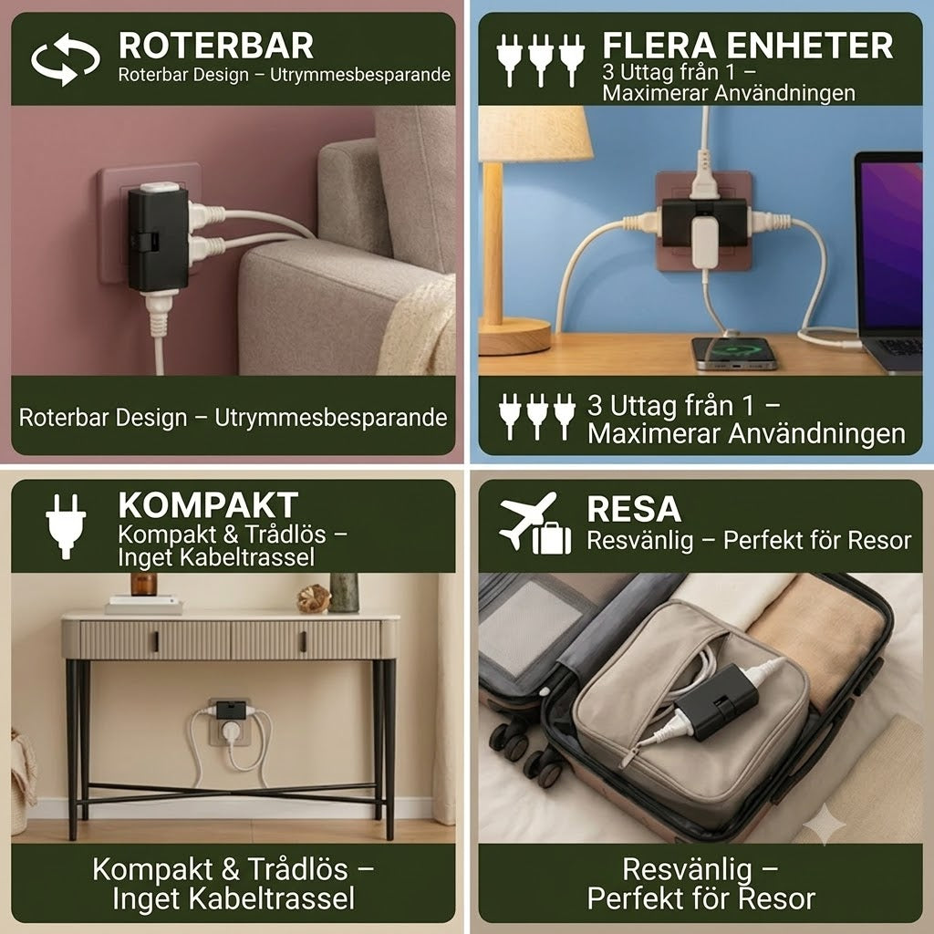 🔌 Roterbart eluttag – en praktisk lösning för trånga utrymmen