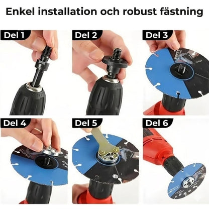 Adaptersats – från borrmaskin till vinkelslip