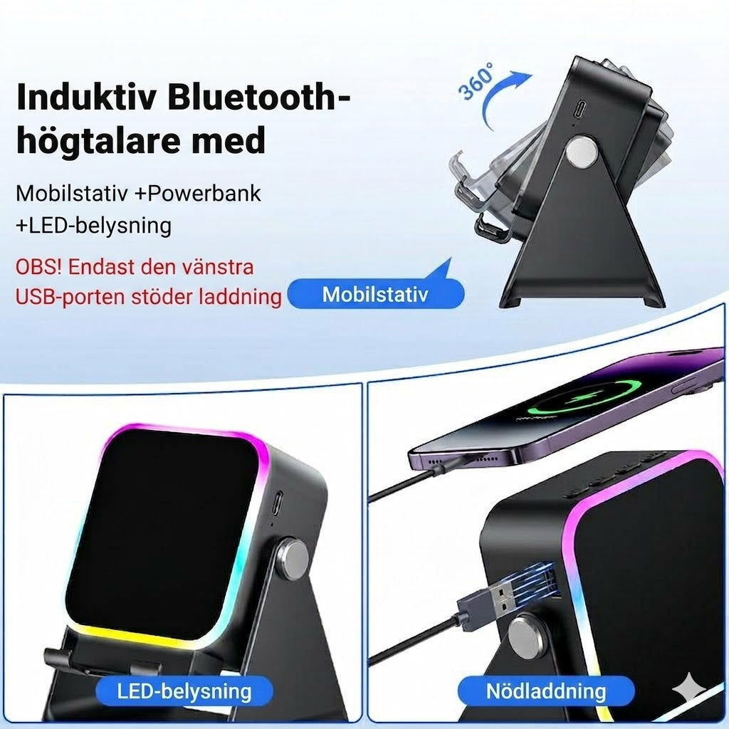 Trådlös induktionshögtalare med mobilhållare