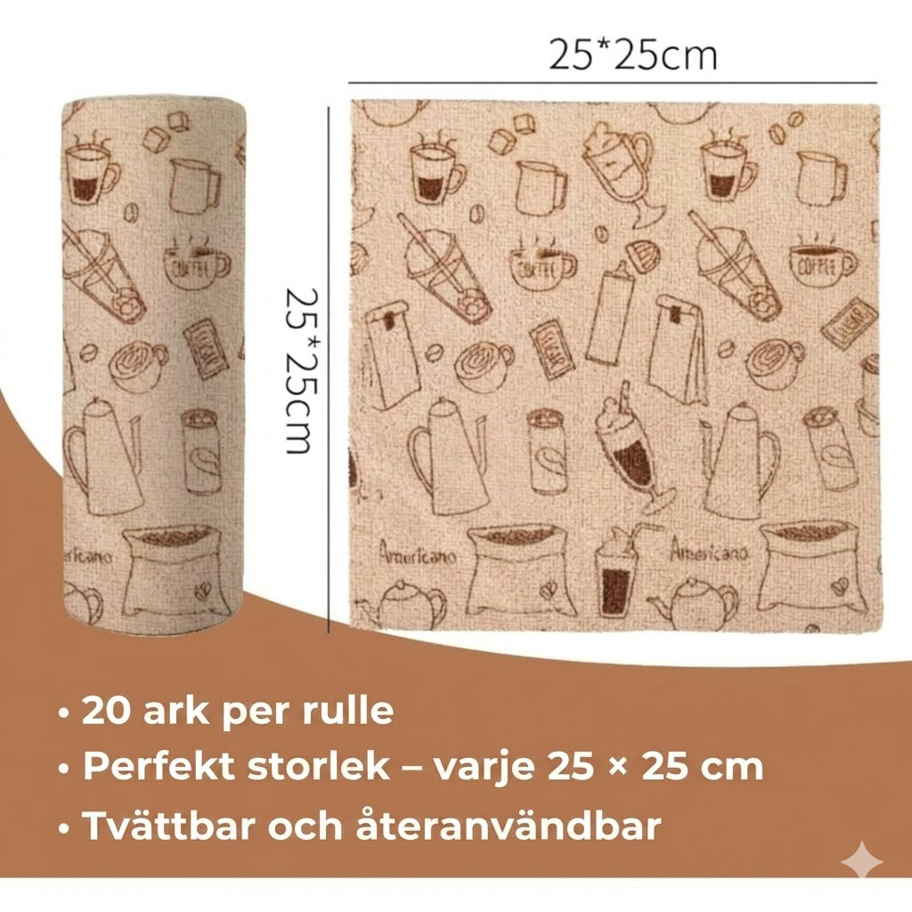 Återanvändbara mikrofiberdukar på rulle – Avrivningsbara rengöringsdukar