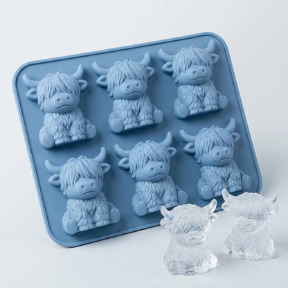 🐮 Mini skotsk höglandsko – 3D silikonform för isbitar