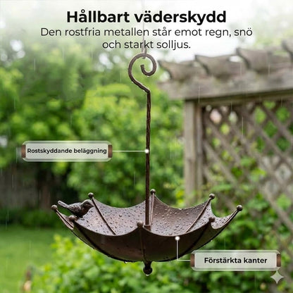 Hängande fågelmatare och vattenskål – Paraplyformad matarsilo – 2-i-1 matningsstation