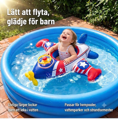 Flygplansformad uppblåsbar badring för barn