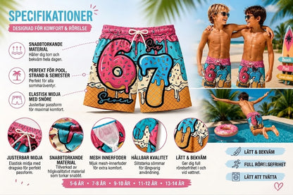 🍦Shorts med glass- och munkmönster🍩