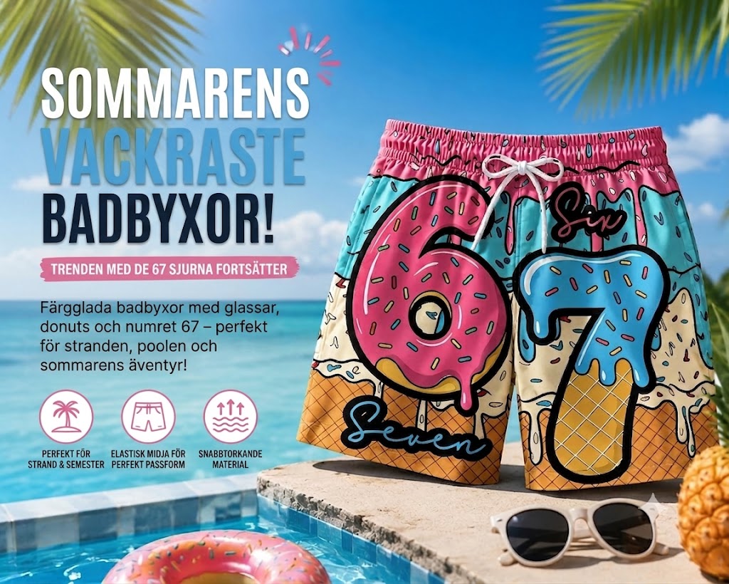 🍦Shorts med glass- och munkmönster🍩