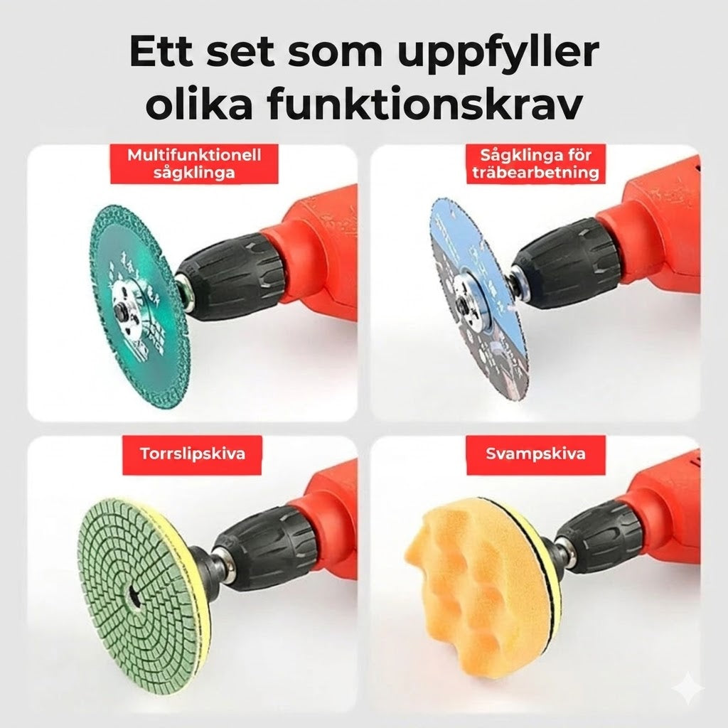 Adaptersats – från borrmaskin till vinkelslip