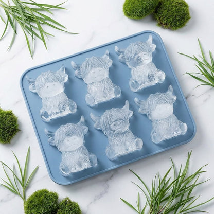 🐮 Mini skotsk höglandsko – 3D silikonform för isbitar