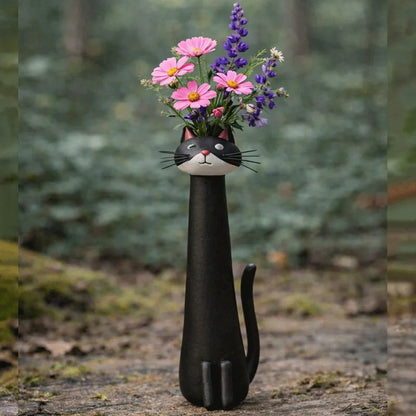 😻 Handgjord keramisk kattvas – Unik, original design – Dekoration och vas för kattälskare