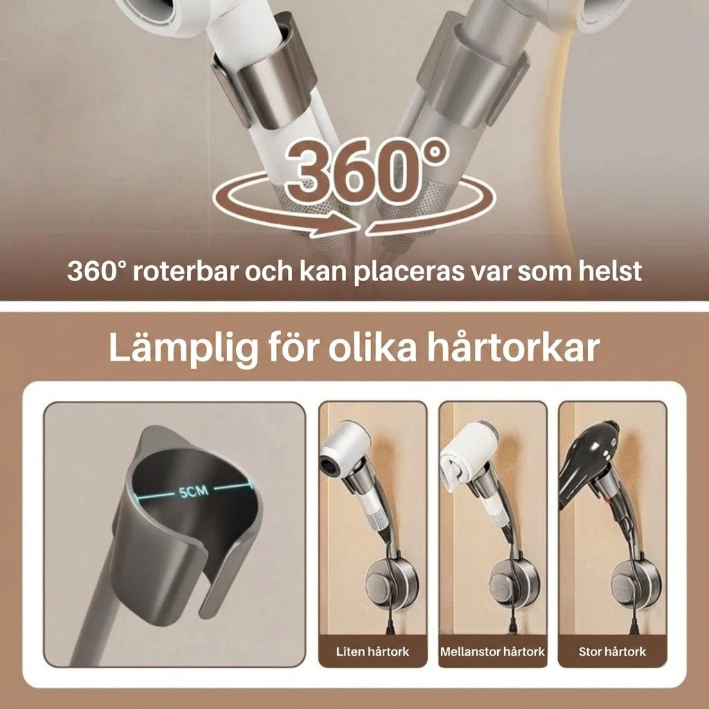 Hållare för hårtork handsfree