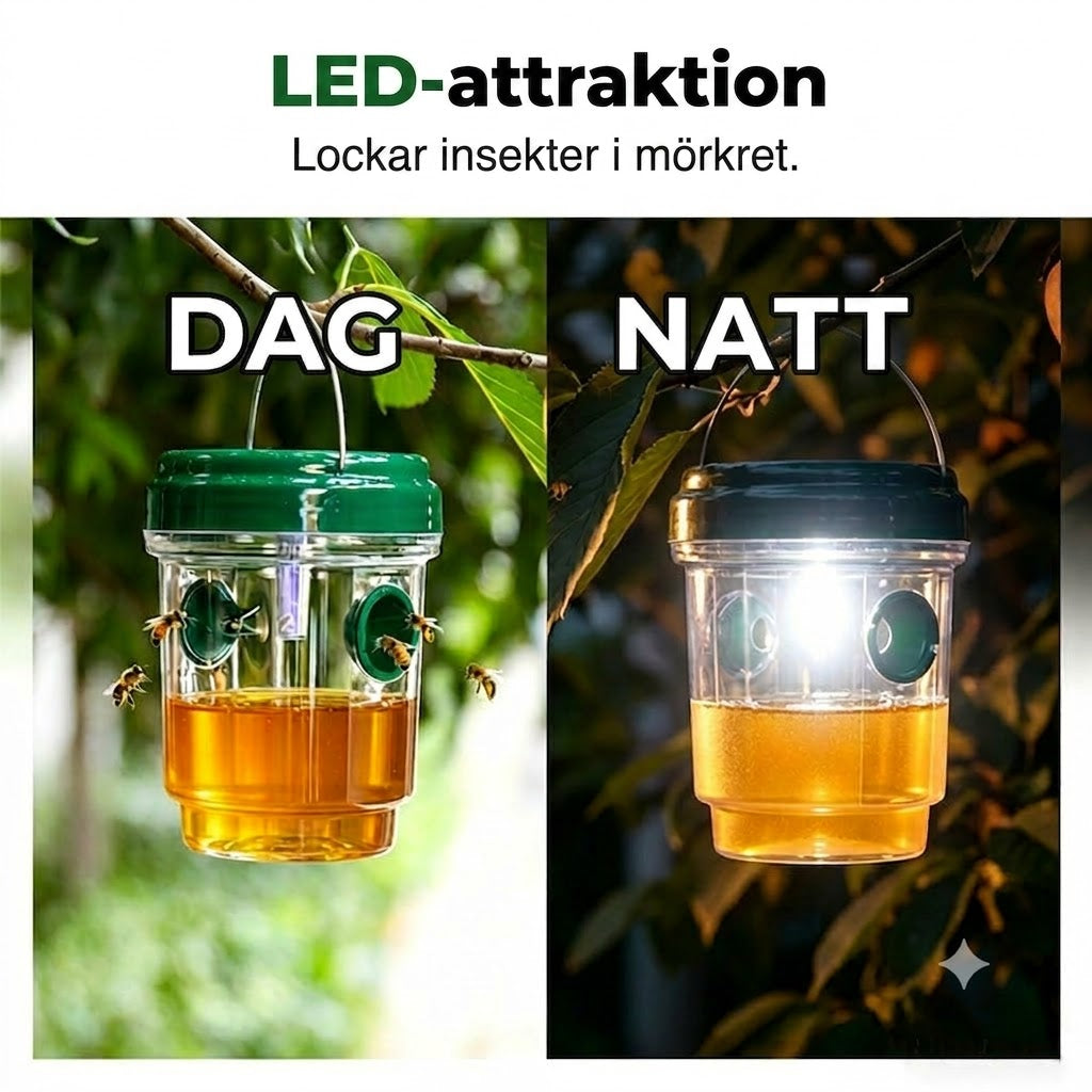 Soldriven hängande getingfälla och flugfångare