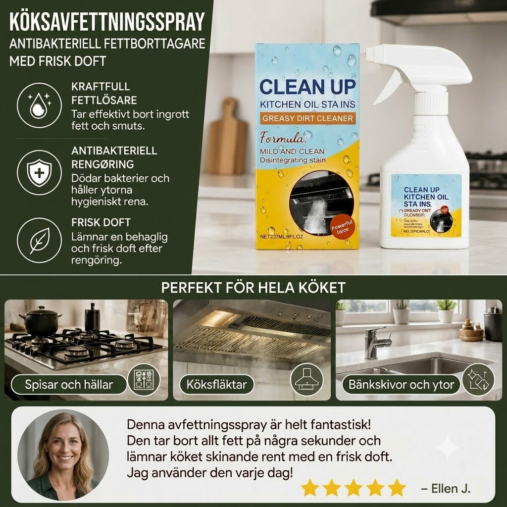 Avfettningsspray för kök – Antibakteriell och fettlösande, frisk doft.