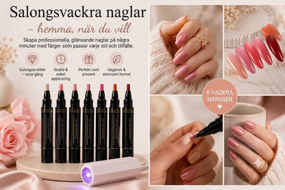 SalonPen – 3-i-1 nagelpenna (med UV-lampa) – 6-pack