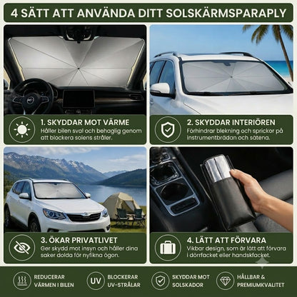 Hopfällbart solskydd för vindrutan – Effektivt UV-skydd, ger skugga åt din bil 🚗☂️