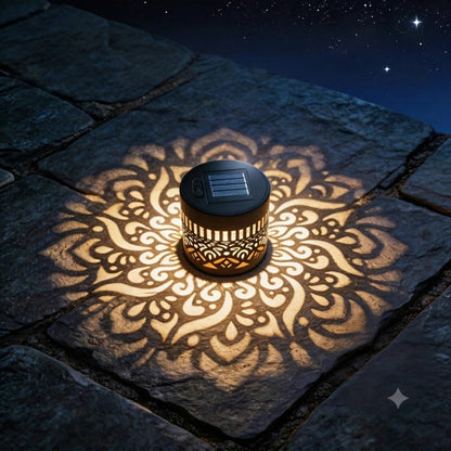 Färgglad solcells-mandala trädgårdslampa – Vattentät LED-vägglampa med projektionseffekt, för utomhusbruk