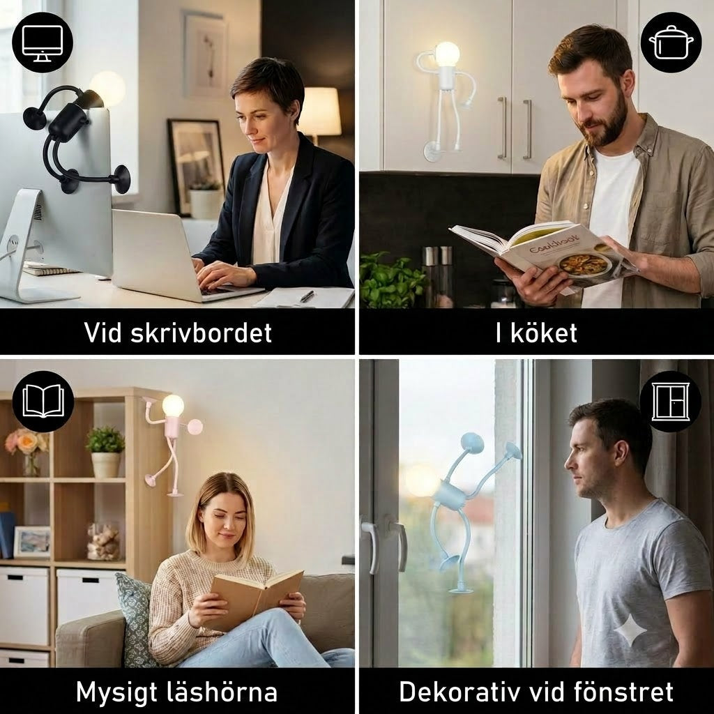 LED-lampa med sugpropp — rolig design, med utbytbara sugproppar, kan användas för dekoration.