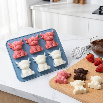 🐮 Mini skotsk höglandsko – 3D silikonform för isbitar