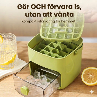 Isbitsform i silikon med lock – pressbar ismugg med handtag