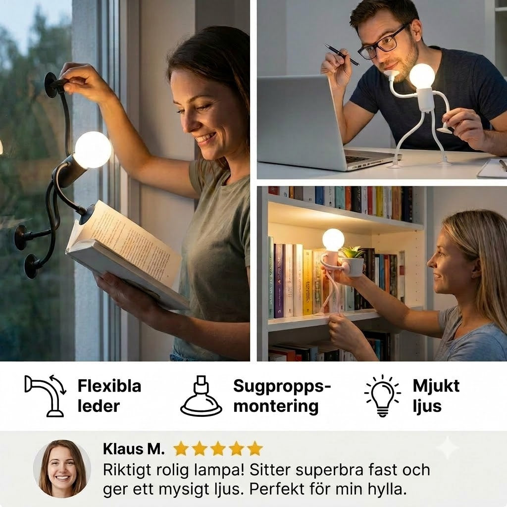 LED-lampa med sugpropp — rolig design, med utbytbara sugproppar, kan användas för dekoration.