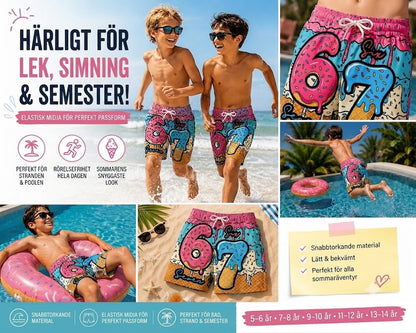 🍦Shorts med glass- och munkmönster🍩