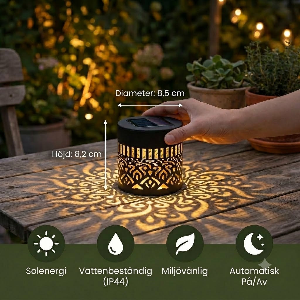 Färgglad solcells-mandala trädgårdslampa – Vattentät LED-vägglampa med projektionseffekt, för utomhusbruk