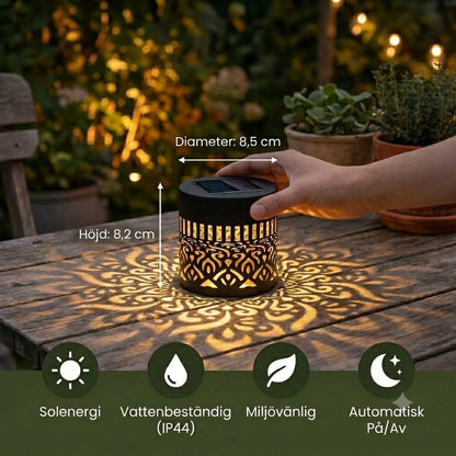 Färgglad solcells-mandala trädgårdslampa – Vattentät LED-vägglampa med projektionseffekt, för utomhusbruk