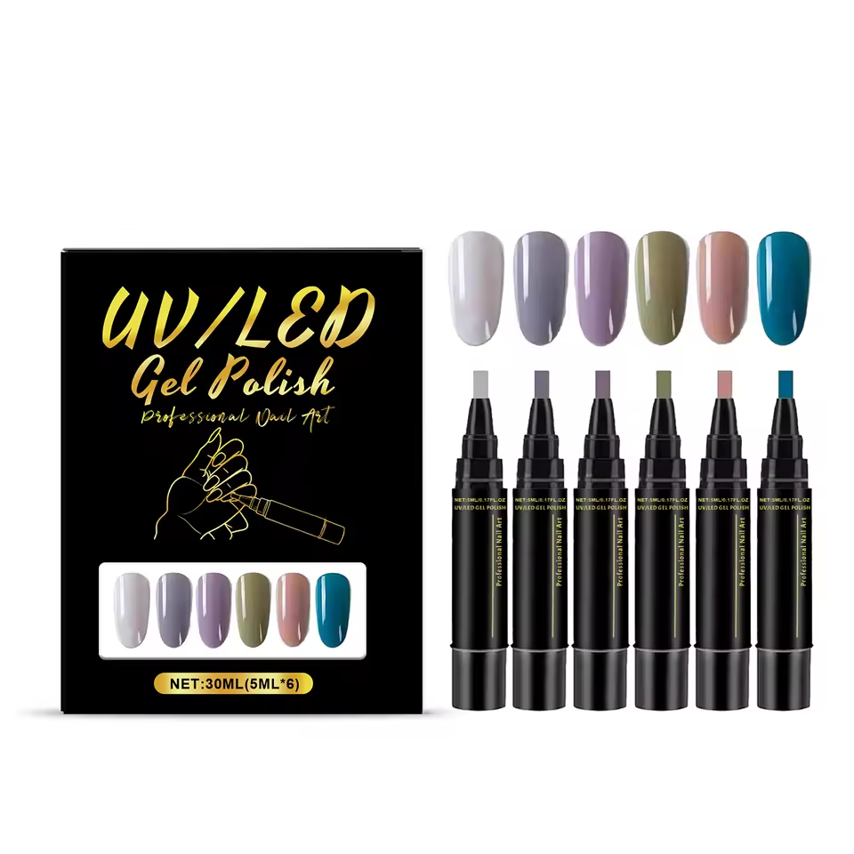 SalonPen – 3-i-1 nagelpenna (med UV-lampa) – 6-pack
