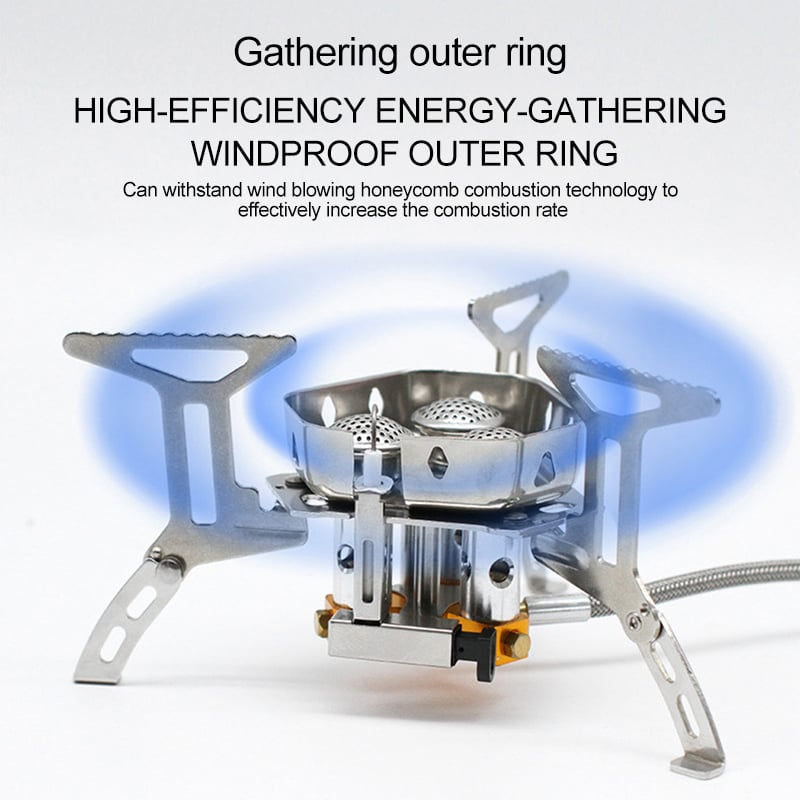 5800W Vindtätt campinggaskök – med piezotändning och gasadapter